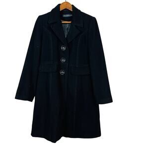 Kristen Blake Coat Jacket Long Tall Stitch Detail Black - M